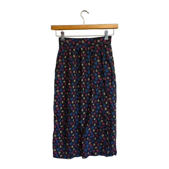 Vintage XS Maxi Skirt Rose black polka dot Goblincore cottagecore - Picture 1 of 7